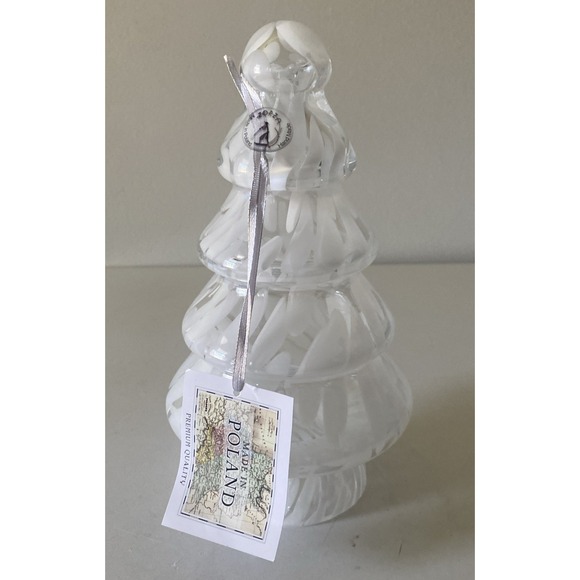 ZORZA Other - ZORZA Hand Made Glass Christmas Tree 10" Clear & White  Hollow - Made in Poland